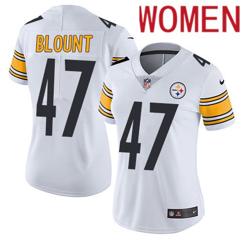 Women Pittsburgh Steelers #47 Mel Blount Nike White Vapor Limited NFL Jersey